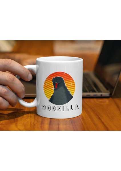 Doğum Günü Hediyeleri İçin Süblimasyon Tasarımlı Flaming Godzilla Kahve Kupası, Seramik 11OZ indirimleri