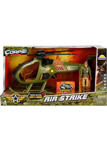 Sesli ve Işıklı The Corps Air Strike Askeri Oyun Seti - Helikopter indirimleri