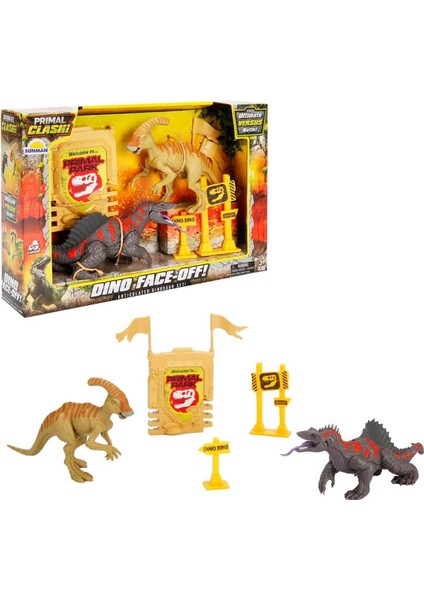 Primal Clash 2'li Dinozor Savaşı Oyun Seti - Trimetrodon Vs Parasaur