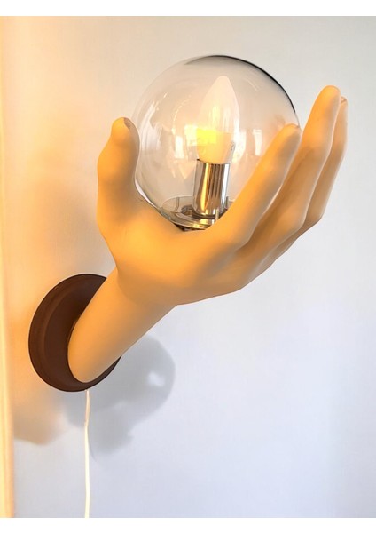 Özel Tasarım El Figürlü Duvar Lambası, Dekoratif Aydınlatma, Cam Küreli Tasarım, Ev Ofis Dekor