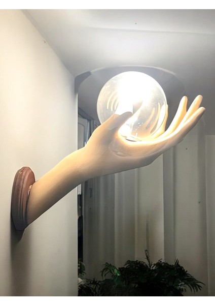 Özel Tasarım El Figürlü Duvar Lambası, Dekoratif Aydınlatma, Cam Küreli Tasarım, Ev Ofis Dekor fırsatları