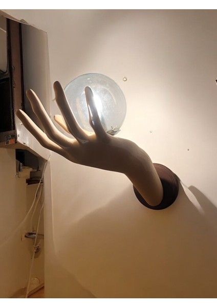 Özel Tasarım El Figürlü Duvar Lambası, Dekoratif Aydınlatma, Cam Küreli Tasarım, Ev Ofis Dekor indirimleri