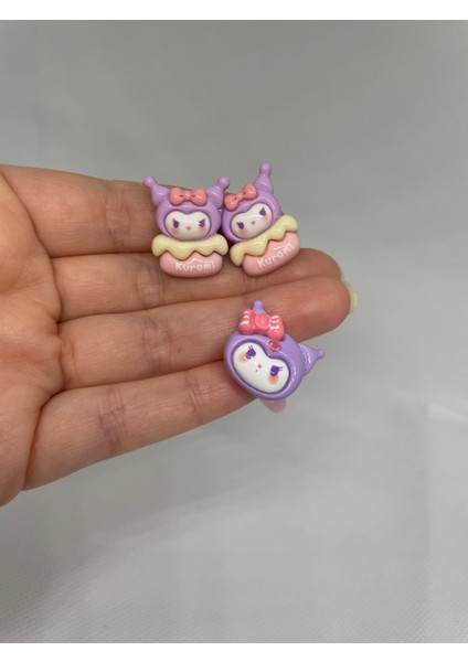 Pervin Accessories Kuromi Yüzük ve Küpe Set