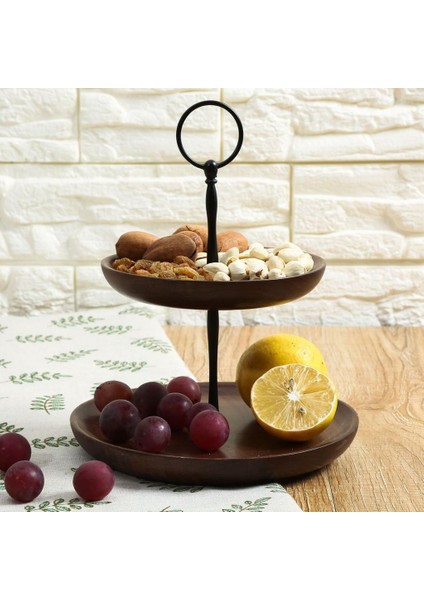 Yuvarlak Ahşap Kek Standı Cupcake Tabakları Düğün Öğ Ceviz (Yurt Dışından)