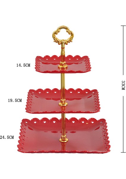 Üç Katmanlı Kek Standı Ş Depolama Isı Kırmızı (Yurt Dışından) fiyatları
