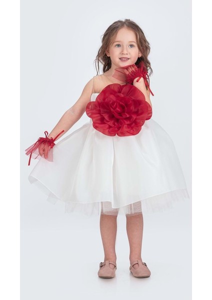 Karolin Robası Çiçekli Bilekli Aksesuarlı Kız Çocuk Abiye Elbise M00724 fiyatları