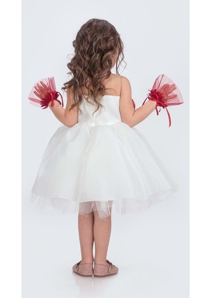 Karolin Robası Çiçekli Bilekli Aksesuarlı Kız Çocuk Abiye Elbise M00724 modelleri