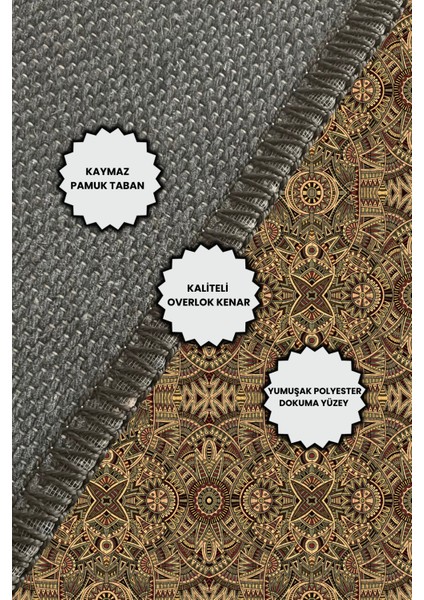 Bohem Tarzı Kahverengi Desenli Dijital Baskılı Oturma Odası Halısı