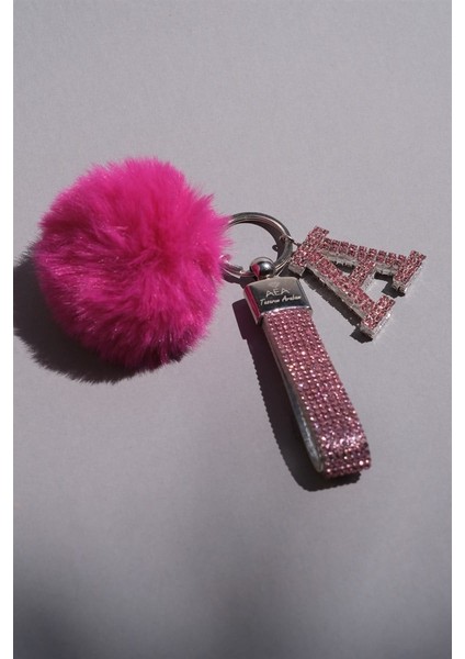 Pembe Taşlı & Logosuz Anahtarlık & Minik Ponpon Fuşya & Pembe Harf fiyatları