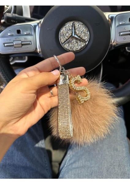 Gold Taşlı, Harfli, Camel Tilki Tüyü Ponponlu Anahtarlık modelleri