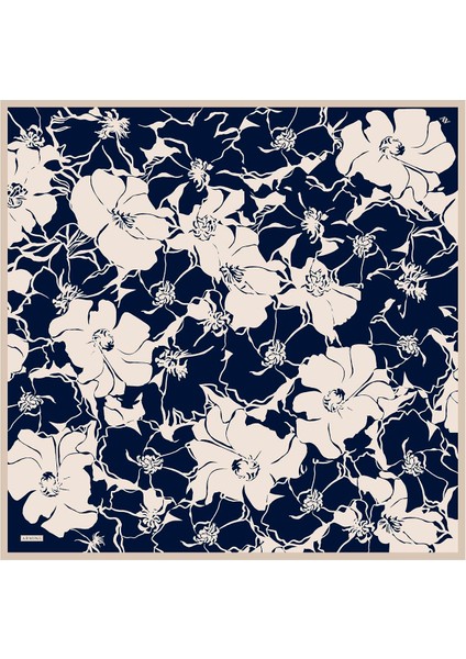 Armine Ipek Eşarp 2025 Yaz - 9344-40 Lacivert Krem Sura