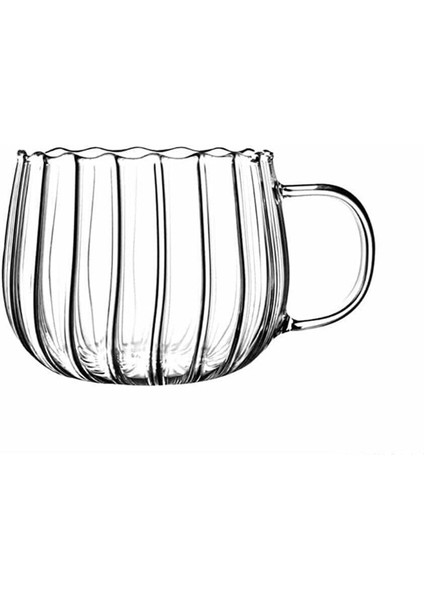 Borosilikat Çizgili Cam Kupa 350 ml 1 Adet