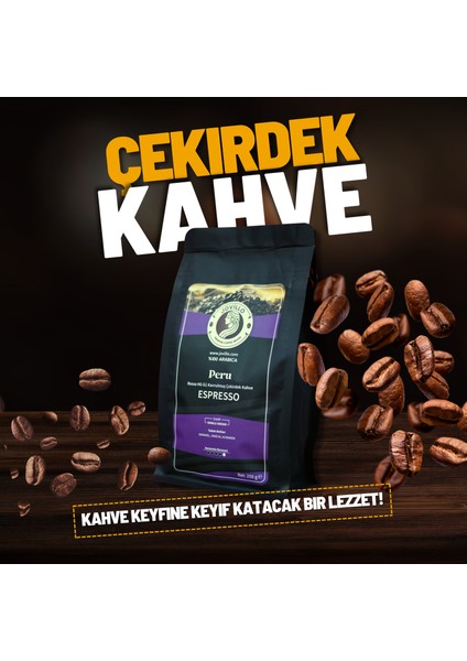 Peru Espresso Çekirdek Kahve, %100 Arabica, Tek Kökenli, 250gr
