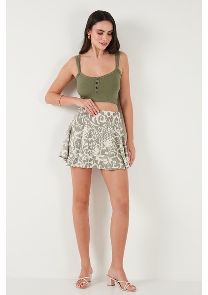 Desenli Slim Fit Mini Şort Etek Bayan Şort Etek 5869020