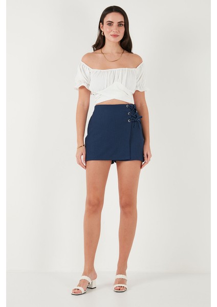 Streç Bağlamalı Slim Fit Yüksek Bel Mini Şort Etek Bayan Şort Etek 5865745