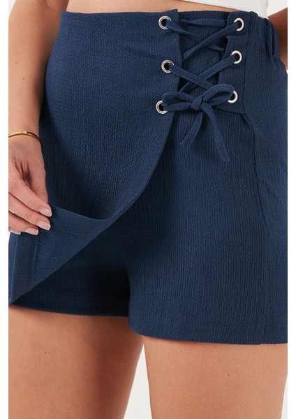 Streç Bağlamalı Slim Fit Yüksek Bel Mini Şort Etek Bayan Şort Etek 5865745