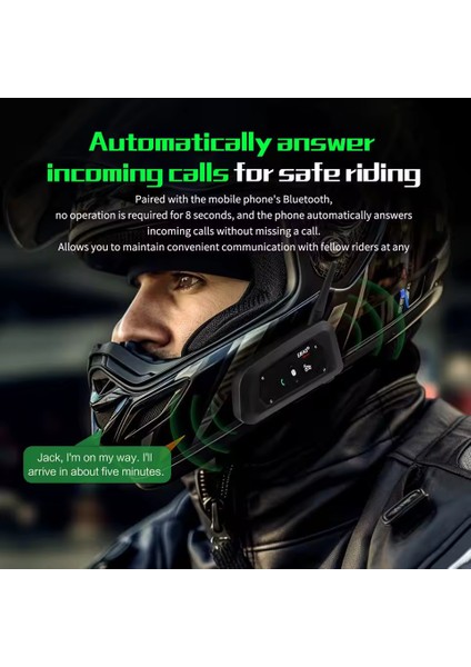 Ejeas V6 Pro + Motosiklet Interkom Kask Bluetooth Kulaklık 6 Biniciler 800M Communicator Su Geçirmez Interkom