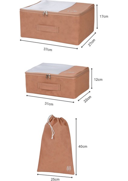 3'lü Bej Valiz Düzenleyici Bavul İçi Organizer Set Seyehat Hurcu