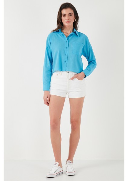 Pamuk ve Keten Karışımlı Regular Fit Önü Kısa Arkası Uzun Gömlek Bayan Gömlek 6772867 fırsatları