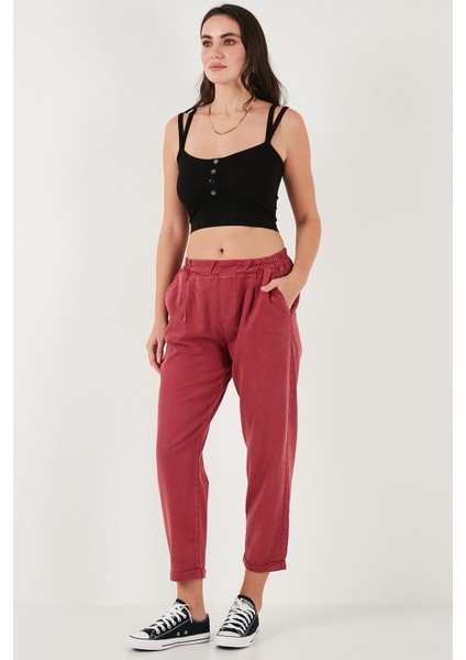 Slim Fit Normal Bel Boru Paça Pantolon Bayan Pantolon 668YP5372