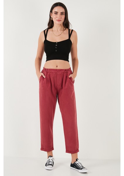 Slim Fit Normal Bel Boru Paça Pantolon Bayan Pantolon 668YP5372
