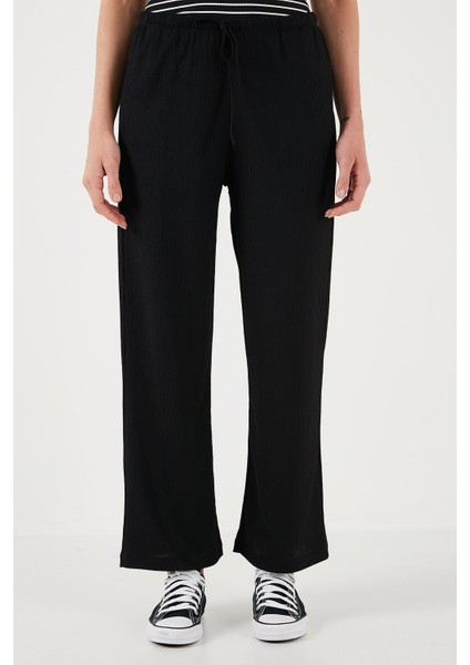 Regular Fit Normal Bel Geniş Paça Pantolon Bayan Pantolon 5866117