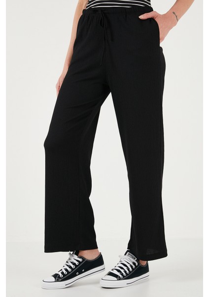 Regular Fit Normal Bel Geniş Paça Pantolon Bayan Pantolon 5866117