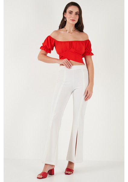Regular Fit Madonna Yaka Bağlama Detaylı Crop Bluz Bayan Bluz 6527017 indirimleri