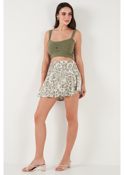 Desenli Slim Fit Mini Şort Etek Bayan Şort Etek 5869020