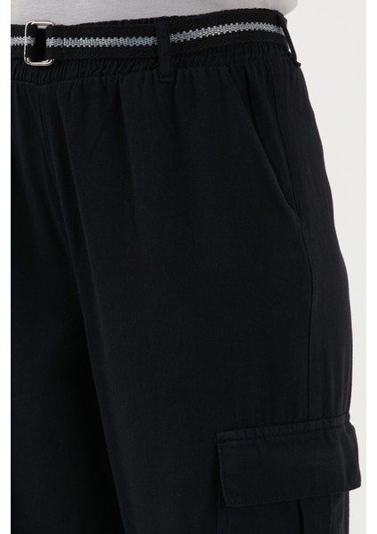 Pamuklu Standart Fit Normal Bel Lastikli Paça Kemerli Jogger Pantolon Bayan Pantolon 668YP5045