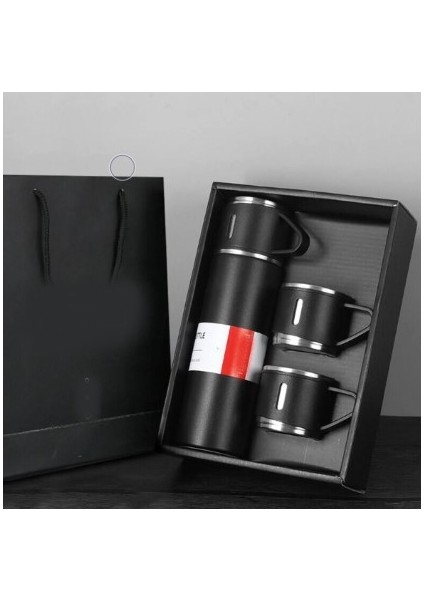 Paslanmaz Çelik Termos Seti 500 Ml, Flash Set Üç Bardaklı Kutulu