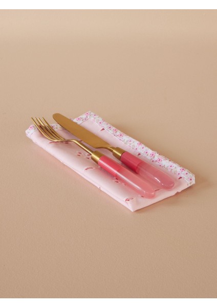 Pembe Çiçekli Baskılı Peçete - 2'li Set