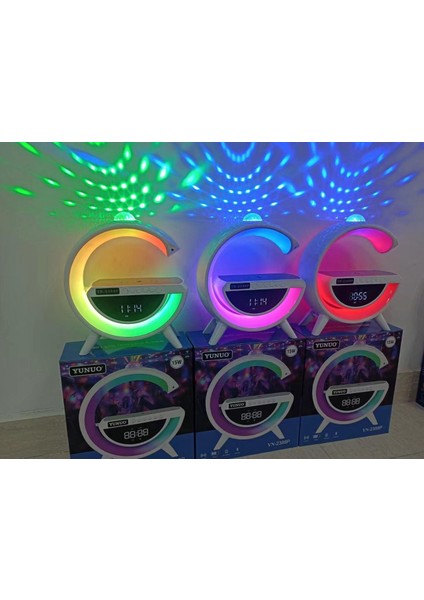 Akıllı Gece Lambası Speaker Bluetooth Hoparlör Kablosuz Şarj Rgb Masa Lambas Dekor Projector Yıldız