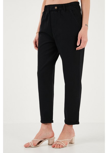 Pamuklu Standart Fit Yüksel Bel Düz Paça Pantolon Bayan Pantolon 668YP4924 modelleri