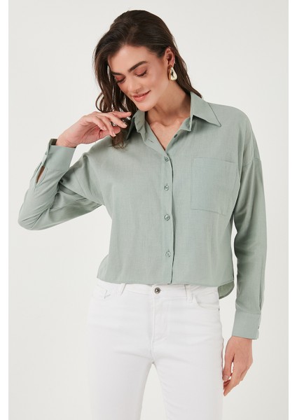 Pamuk ve Keten Karışımlı Regular Fit Önü Kısa Arkası Uzun Gömlek Bayan Gömlek 6772867 fiyatları