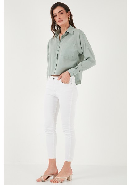 Pamuk ve Keten Karışımlı Regular Fit Önü Kısa Arkası Uzun Gömlek Bayan Gömlek 6772867 fırsatları
