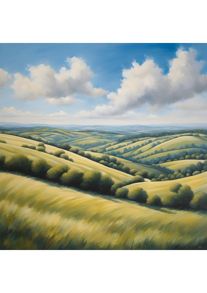 Minimalist Doğa ve Manzara Yeşil Tepeler ve Ağaçlar Çerçevesiz Pvc Tablo fiyatları