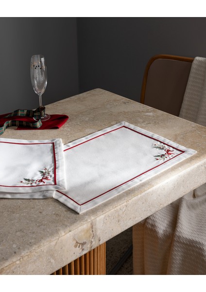 Boucle 2'li Amerikan Servis - Beyaz/kırmızı