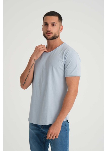 Erkek Pis Yaka %100 Pamuk Salaş T-Shirt