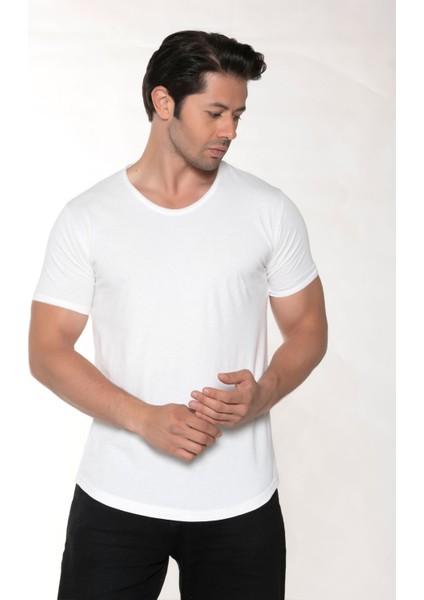 Erkek Pis Yaka %100 Pamuk Salaş T-Shirt