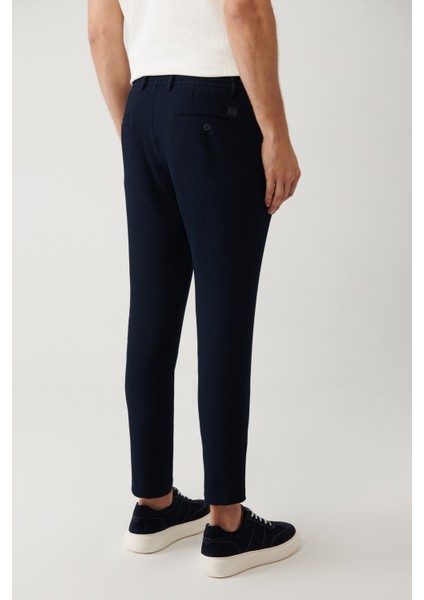Erkek Lacivert Beli Lastikli Ve Bağcıklı Bi Stretch Pantolon A41y3232