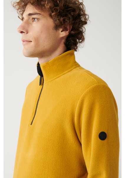 Erkek Hardal Soğuğa Dayanıklı Yarım Fermuarlı Dik Yaka Polar Regular Fit Sweatshirt E001068 fiyatları