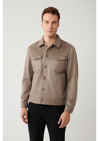 Erkek Antrasit Klasik Yaka Süet Dokulu Mevsimlik Comfort Fit Mont A41Y6011 modelleri