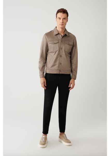 Erkek Antrasit Klasik Yaka Süet Dokulu Mevsimlik Comfort Fit Mont A41Y6011 indirimleri