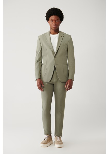 Erkek Açık Haki Yırtmaçlı Astarsız Way Stretch Lightweight Comfort Slim Fit Ceket A41Y4003 indirimleri