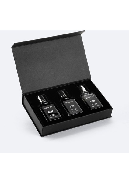 Erkek Siyah Hediye Kutulu 30 ml 3 lü Parfüm Seti B009112