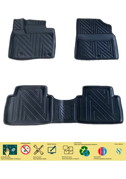 Newdeco Hyundai Santa Fe Hybrid 2020 Sonrasi Için 5,5d Carbon Style Havuzlu Paspas - Tpe Malzeme