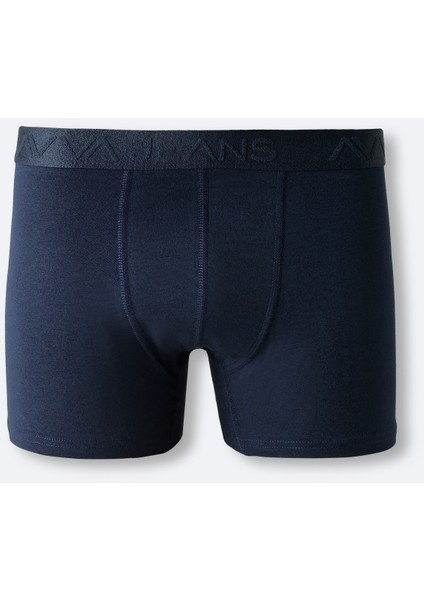 Erkek Lacivert Pamuklu Esnek Kumaş Düz Boxer B009510