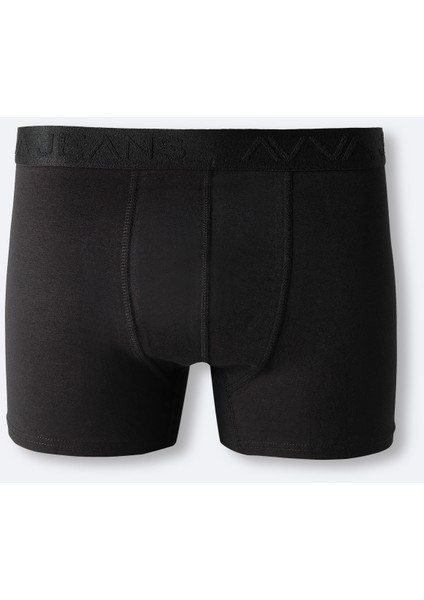 Erkek Siyah Pamuklu Esnek Kumaş Düz Boxer B009510