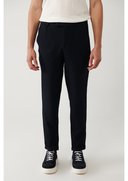Erkek Lacivert Beli Lastikli Bi-Stretch Chino Slim Fit Pantolon B003033 fiyatları